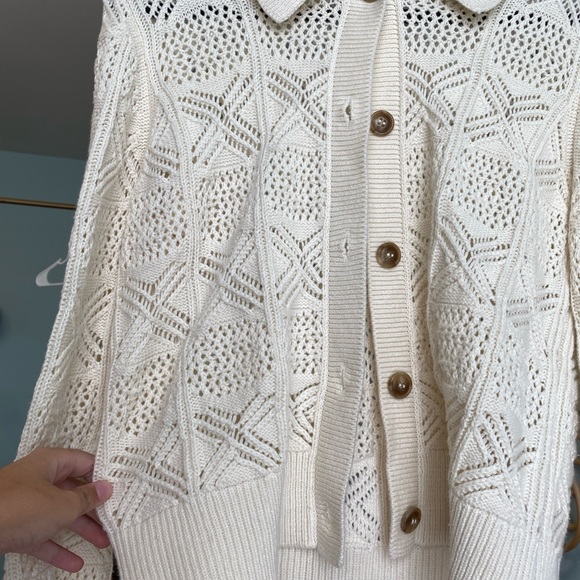 Cream knit collared cardigan - Picture 4 of 4